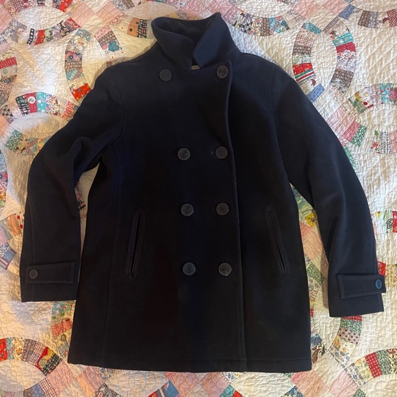 Vintage LL Bean Wool Sailor Coat Midnight Black 14 - Picture 2 of 6
